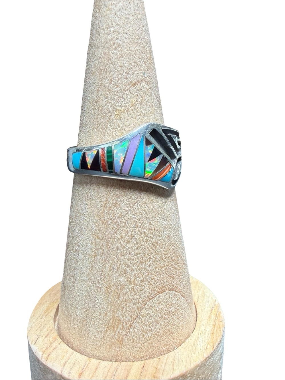 Sterling Silver Inlay Multi-Color Women’s Ring - Picture 5 of 11